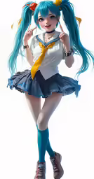 a young woman with long blue hair and bangs