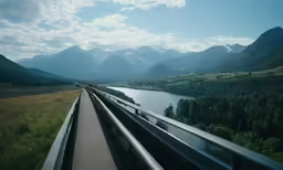 a train is going along the train tracks