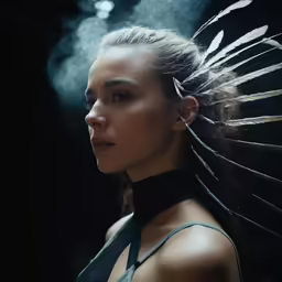 an image of a woman wearing feather feathers