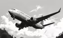 a large jetliner flying through a cloudy sky