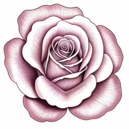 a flower in a pink drawing style,a pink rose that has a flower in the center,an outline drawing of a pink rose,an illustration of a purple rose,a drawing of a pink rose with watermarking