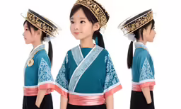 a child dressed in traditional chinese clothing is posing for the camera