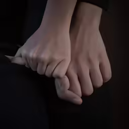 hands holding onto each other in the dark