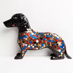 this is an image of a dog made out of tile