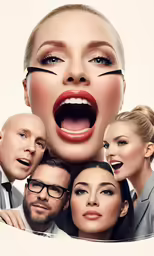 many people are depicted as an animated woman in glasses and on her lip