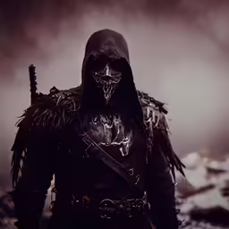 a dark demonic man in a full outfit