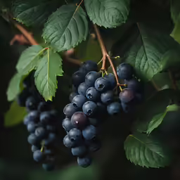 grapes are hanging on the vine together