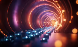 the tunnel at night is made from lights