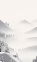 mountain landscape with fog in the morning