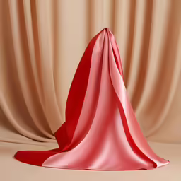 a pink cloth dress on a beige background