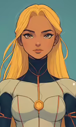 a cartoon woman with blonde hair and big breast