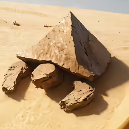 a rock on top of a sandy ground