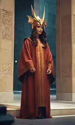 a person in a costume wearing some kind of golden thing