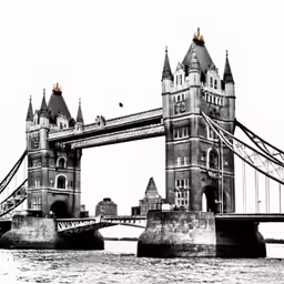 a black and white image of the tower bridge