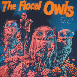 a poster depicting an image of the two women and a man in the middle