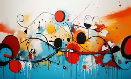 a wall that has different colors and shapes on it