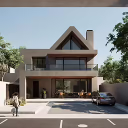 the outside of a very modern style home