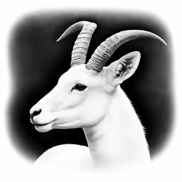 this photo shows the side view of a white male antelope looking back