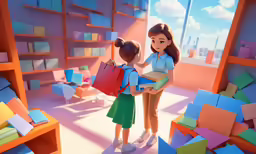 a woman giving another women a handbag