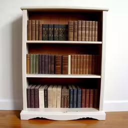 the books are lined up in the white bookcase,a large white book shelf is filled with lots of books,a bookshelf with a lot of books on it,a small book shelf with many books on it,this is a small book shelf with many books on it