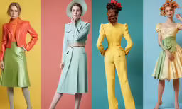 four models of different colors in dresses