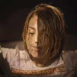 a close up photo of a girl with frecky hair
