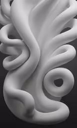 a white sculpture is standing in the dark