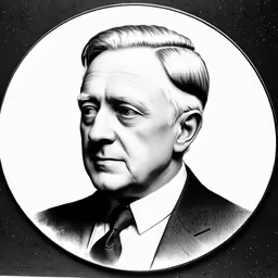 black and white image of a man in a suit