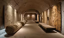 there is an interesting tunnel with lots of wood logs