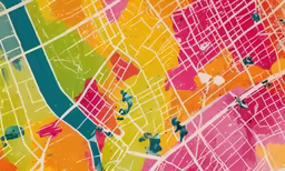 a multi - colored map of detroit is shown
