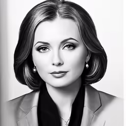 a woman with large earrings in black and white