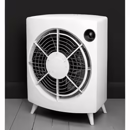 a white and black cooling unit fan