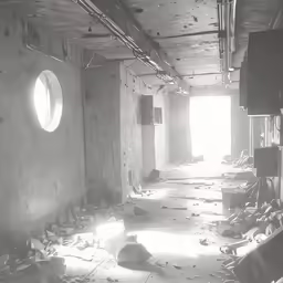 a photo of an old looking building with broken down items