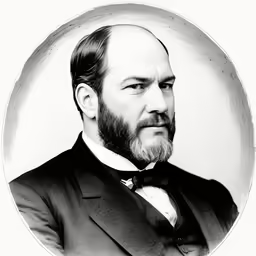 a man with a beard and a bow tie in a round frame