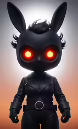 a creepy looking rabbit girl with bright eyes