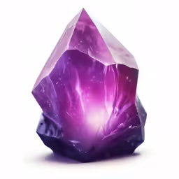 a purple jewel that is sitting on a white surface