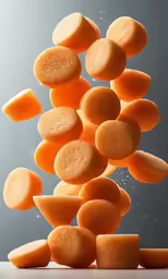 a bunch of cut sugar candies falling into the air