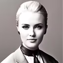 black and white photograph of a blonde woman
