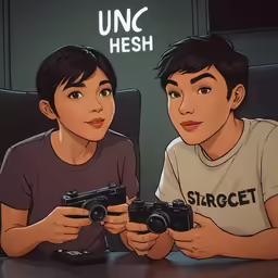 a couple of people holding remotes sitting next to each other