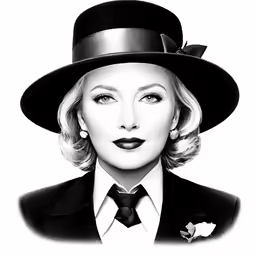 black and white portrait of a woman wearing a hat