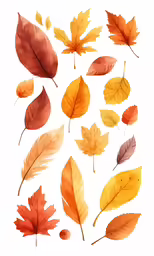 a group of fall leaves are shown