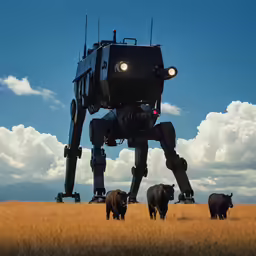 some animals that are standing in the grass