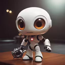 a robotic looking robot toy on a table