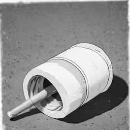 a paper cannon lies open and on its side