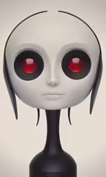 an art print of an alien girl with red eyes