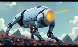an robot that is walking up the side of a hill