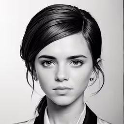 a girl is wearing a black collared shirt