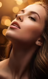 a beautiful woman posing with her eyes closed in the light