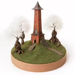 this is a miniature house on a hill