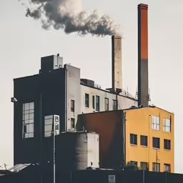smoke coming from a factory exhaust stack billowing steam